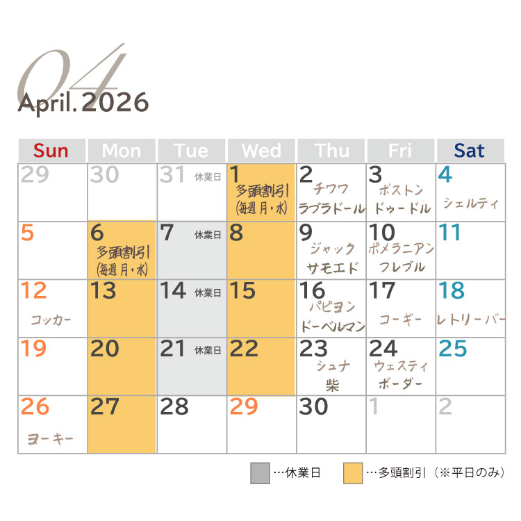 犬種別イベント 2026年4月 ワンコDAY