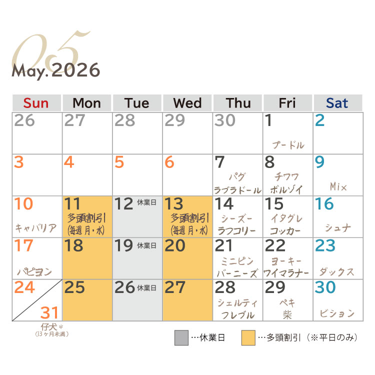 犬種別イベント 2026年5月 ワンコDAY